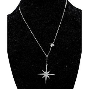 New Tocara Sterling Silver Starburst Pendant Necklace DiAmi Crystal Cluster Star